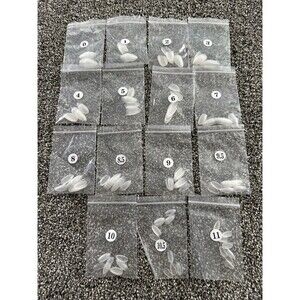 Clear Nail Tips Set Mixed Sizes 0-11 incl. 8.5 9.5 10.5 Labeled Bags